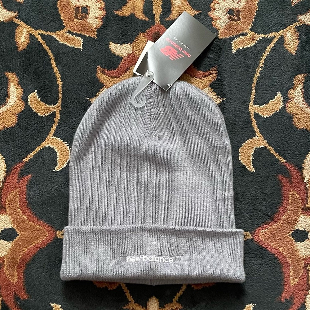 🌨[2/$25] [BRAND NEW] NEW BALANCE SMALL LOGO SLATE GREY CUFFED BEANIE TOQUE HAT